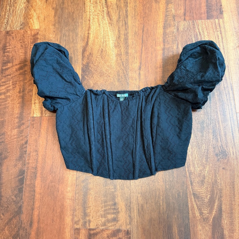 Elegant Black Puff Sleeve Top